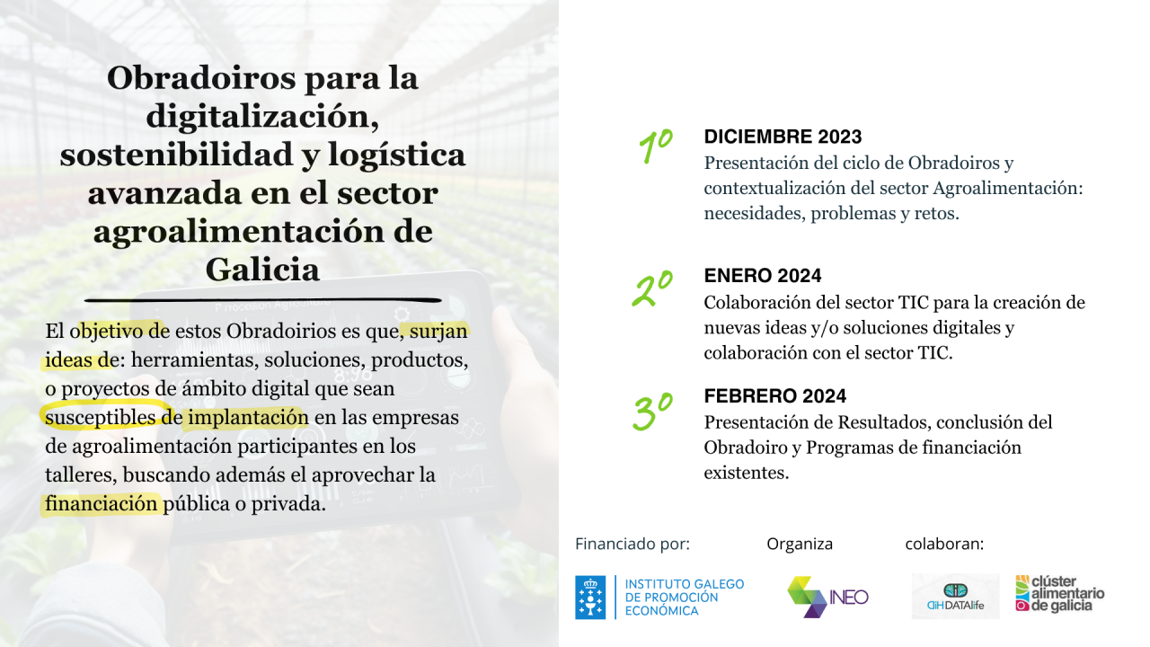 Primer obradoiro para la digitalización, sostenibilidad y logística avanzada en el sector agroalimentación de Galicia.